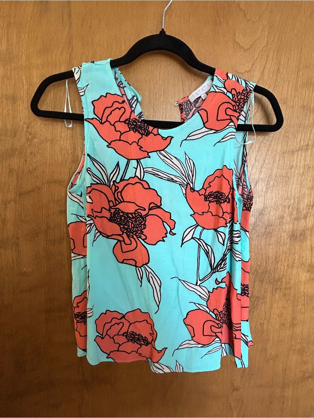 1. State Sleeveless Floral Tank Top in Aqua and Coral - Unbranded